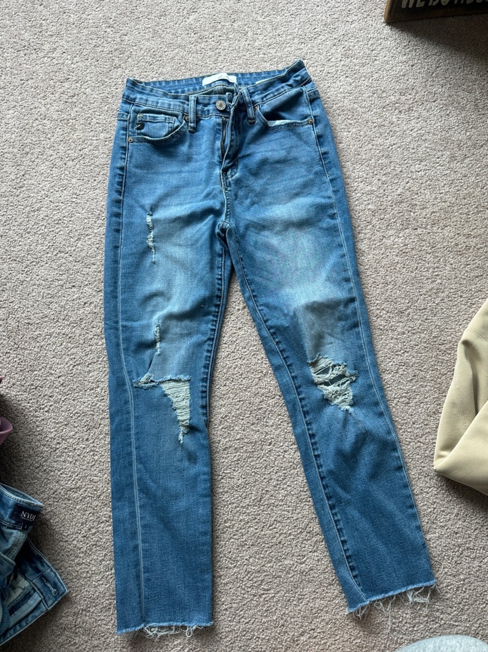 KanCan Blue Distressed Straight Leg Jeans